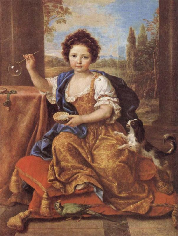 Girl Blowing Soap Bubbles, Pierre Mignard